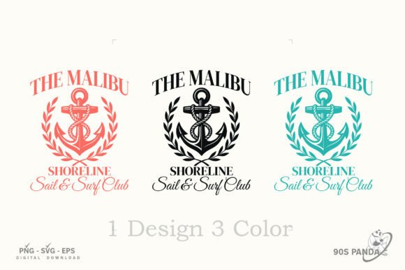 Anchor Malibu Surf Club Design Svg Png Graphics and Crafts