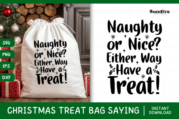 Christmas Treat Bag Quote SVG 12 for Crafts and Graphics