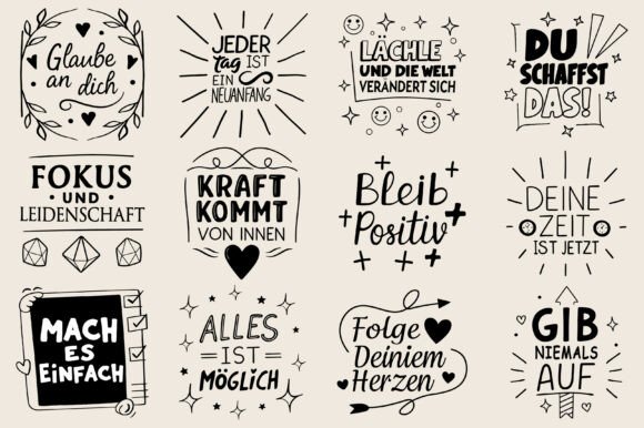 German Motivational Sayings Plotter File: Graphics for Crafts