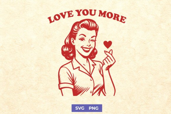 Love You More SVG Retro Valentine PNG Review